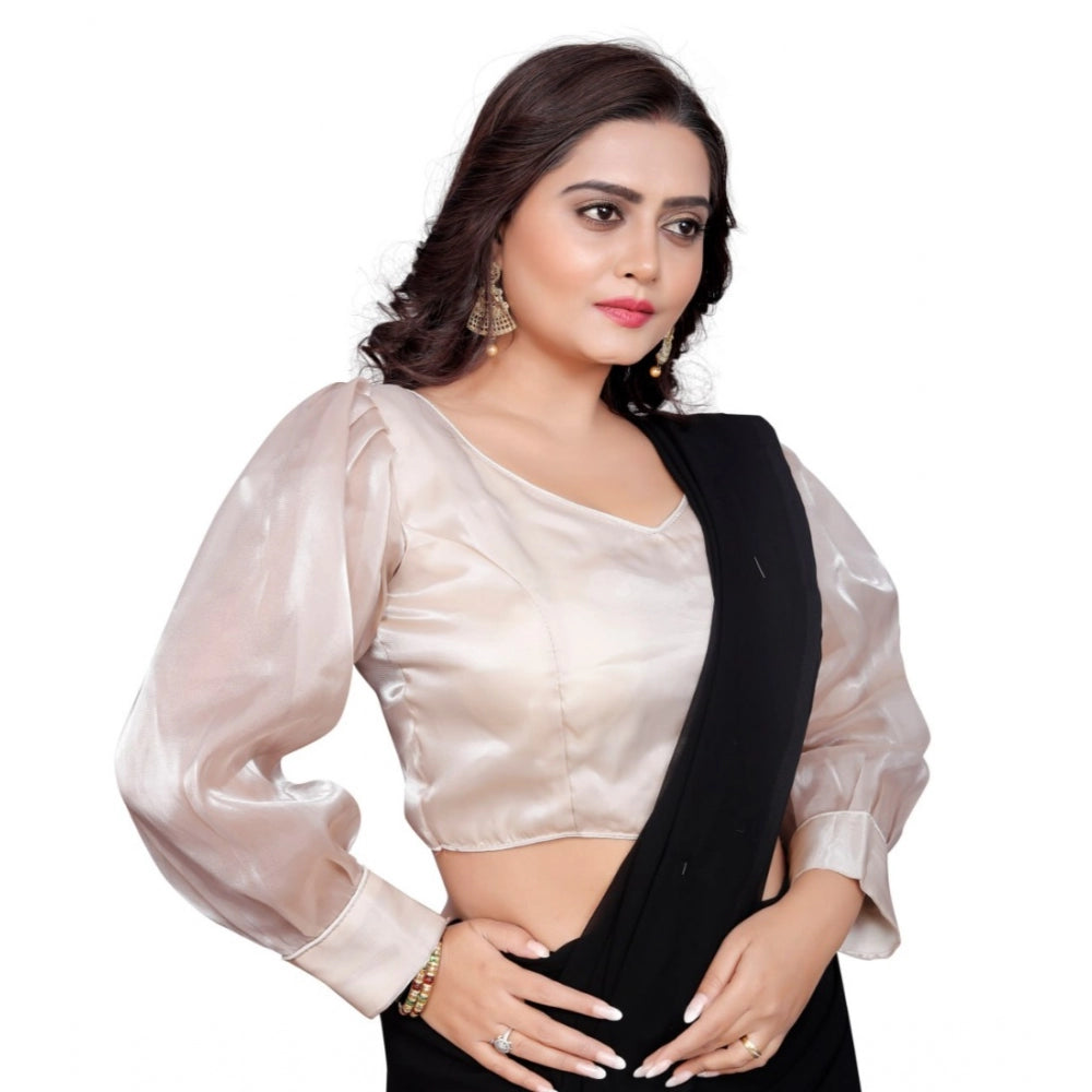 Women's Organza Plain Readymade Blouse (Black, Size: Free Size) - GillKart