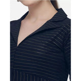 Women's Cotton Striped Readymade Blouse (Navy Blue, Size: Free Size) - GillKart