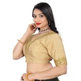 Women's Banglory Embroidery Readymade Blouse (Beige, Size: Free Size) - GillKart