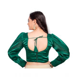 Women's Organza Plain Readymade Blouse (Green, Size: Free Size) - GillKart