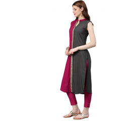 Women's Casual sleeveless Solid Crepe Kurti And Pant Set (Pink) - GillKart