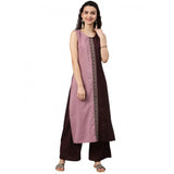 Women's Casual sleeveless Solid Crepe Kurti And Palazzo Set (Brown) - GillKart