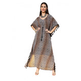 Women's Casual Half Sleeve Animal Printed Georgette Kurti (Brown) - GillKart