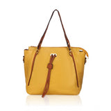 Women's Faux Leather Textured Tote Bag (Yellow) - GillKart