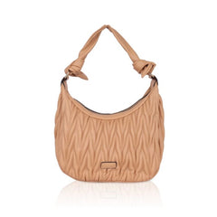 Women's Faux Leather Textured Handbag (Beige) - GillKart