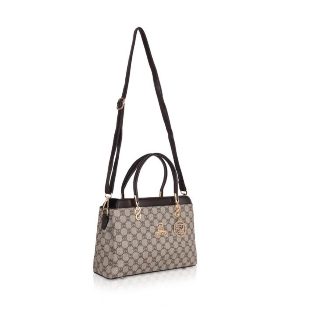 Women's Faux Leather Printed Handbag (Coffee) - GillKart