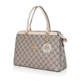 Women's Faux Leather Printed Handbag (Beige) - GillKart