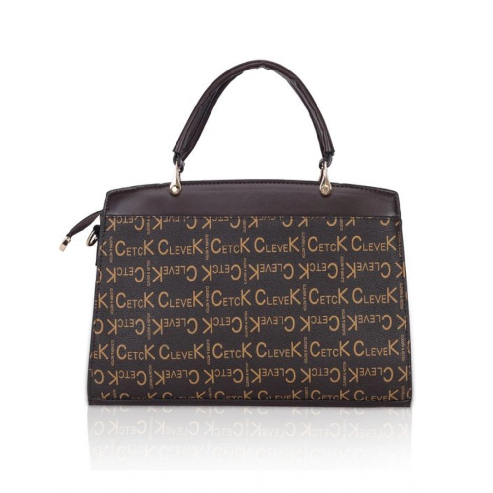 Women's Faux Leather Printed Handbag (Coffee) - GillKart