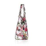 Women's Faux Leather Printed Handheld Bag (White Pink) - GillKart