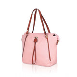 Women's Faux Leather Textured Tote Bag (Pink) - GillKart