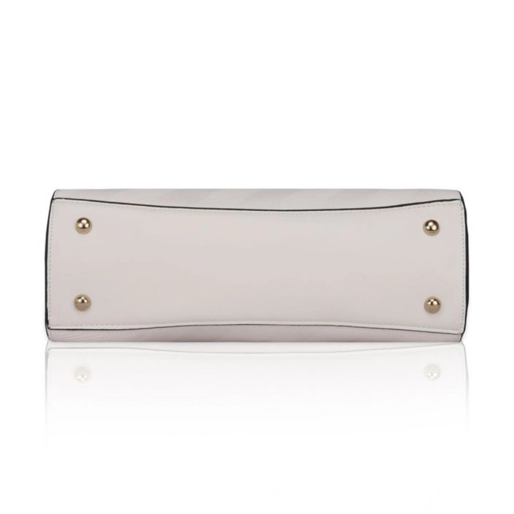 Women's Faux Leather Textured Adjustable Long Belt Handbag (White) - GillKart