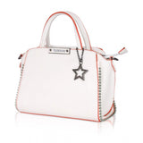 Women's Faux Leather Metal Beads Handbag (White) - GillKart