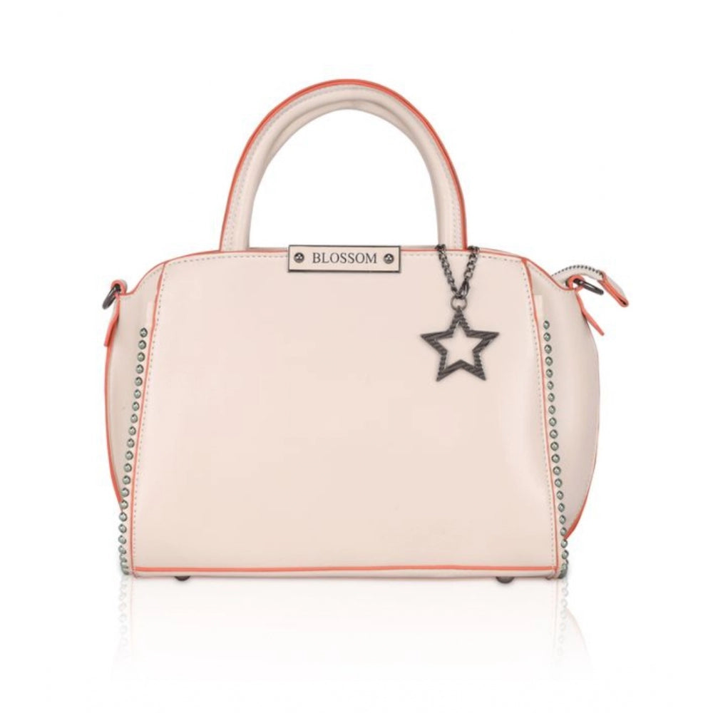 Women's Faux Leather Metal Beads Handbag (Pink) - GillKart