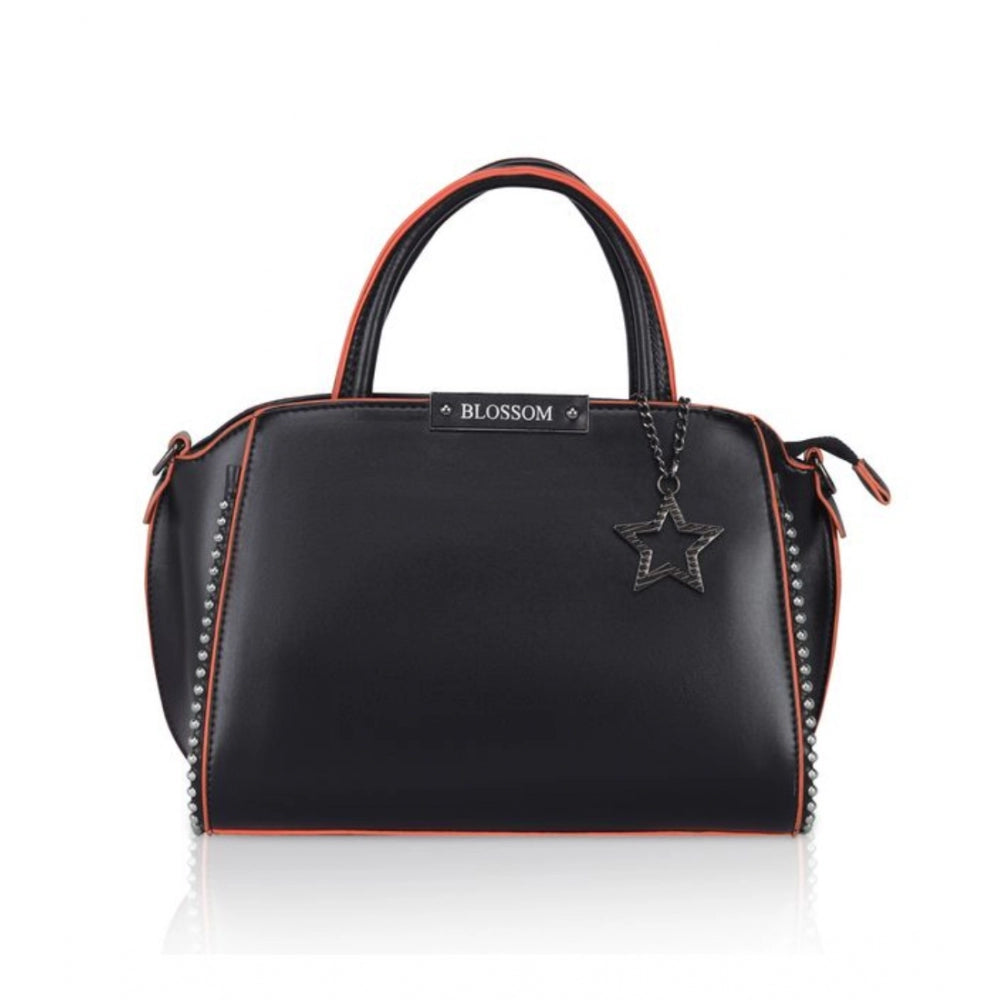 Women's Faux Leather Metal Beads Handbag (Black) - GillKart