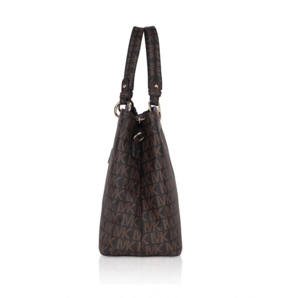 Women's Faux Leather Printed Handheld Bag (Brown) - GillKart