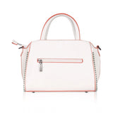 Women's Faux Leather Metal Beads Handbag (White) - GillKart