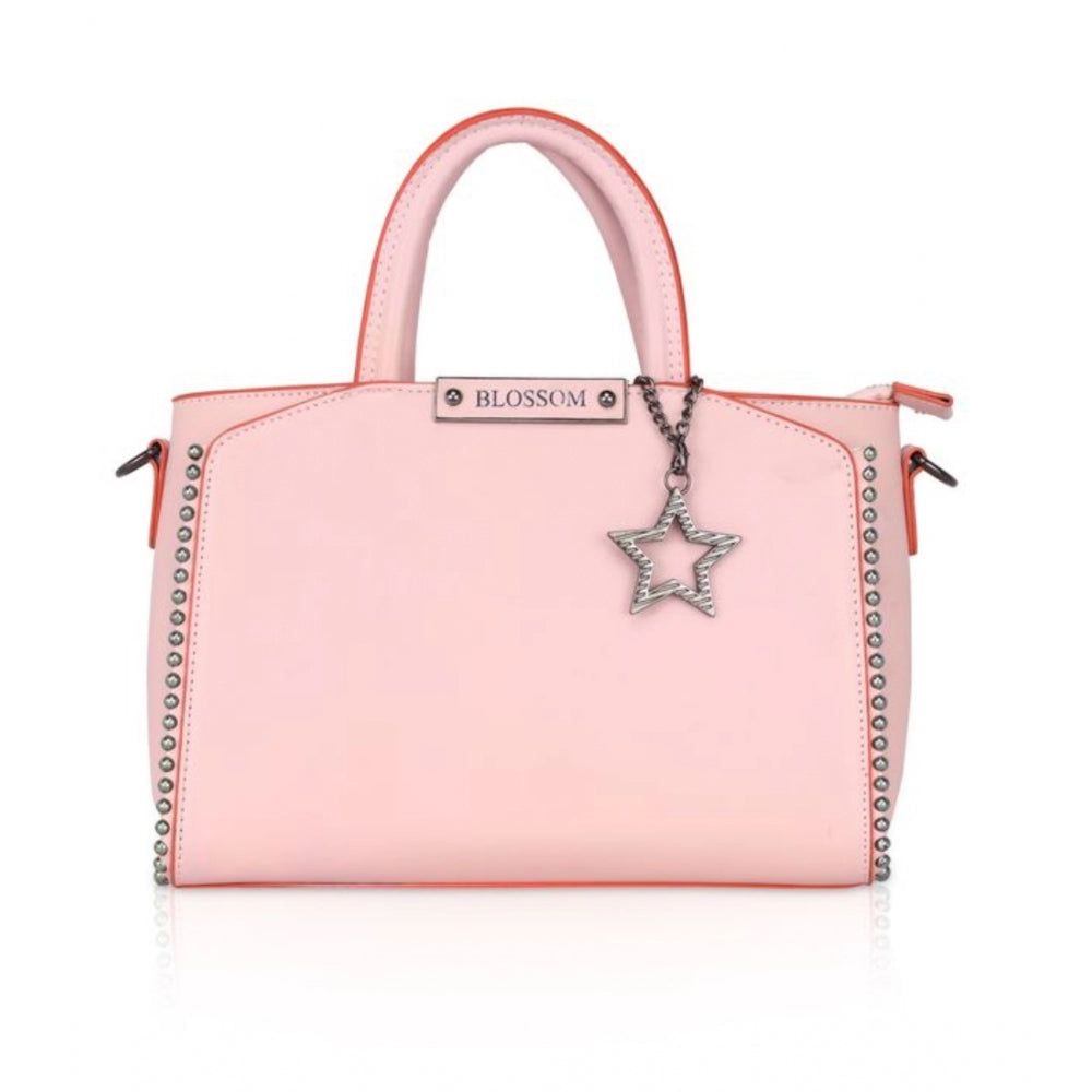 Women's Faux Leather Metal Beads Handbag (Pink) - GillKart