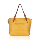 Women's Faux Leather Textured Tote Bag (Yellow) - GillKart