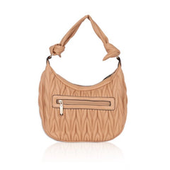 Women's Faux Leather Textured Handbag (Beige) - GillKart