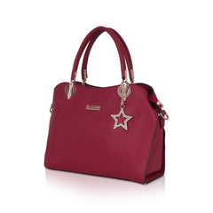 Women's Faux Leather Solid Handbag (Maroon) - GillKart