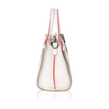 Women's Faux Leather Metal Beads Handbag (White) - GillKart