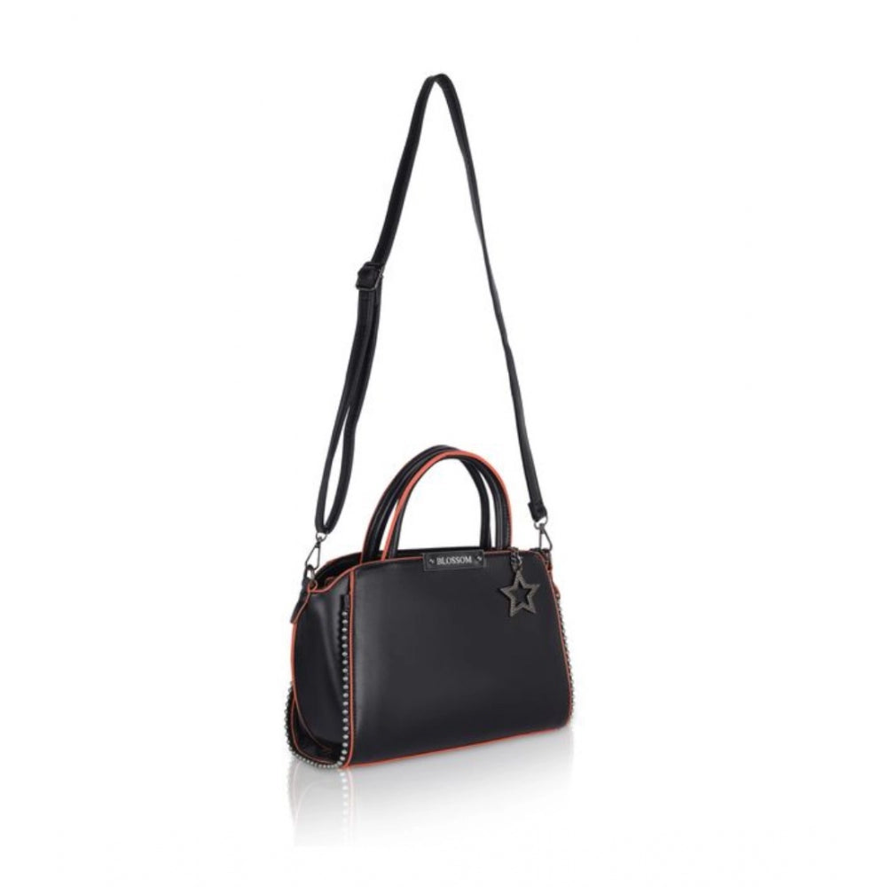 Women's Faux Leather Metal Beads Handbag (Black) - GillKart