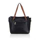 Women's Faux Leather Textured Tote Bag (Black) - GillKart