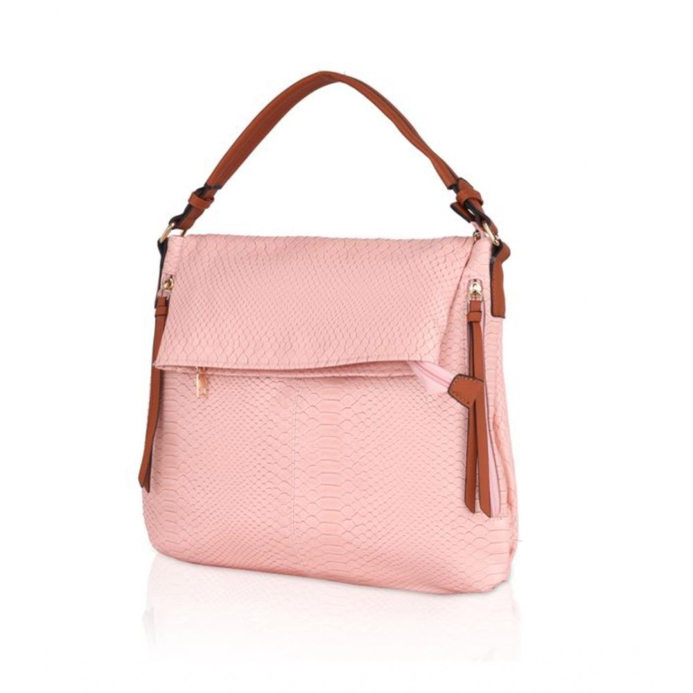 Women's Faux Leather Textured Sling Bag (Pink) - GillKart