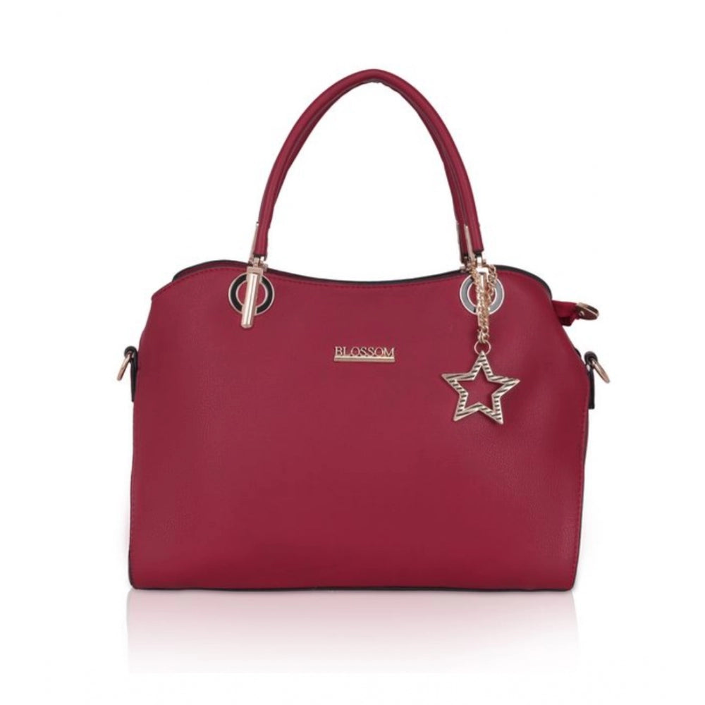 Women's Faux Leather Solid Handbag (Maroon) - GillKart