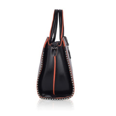 Women's Faux Leather Metal Beads Handbag (Black) - GillKart