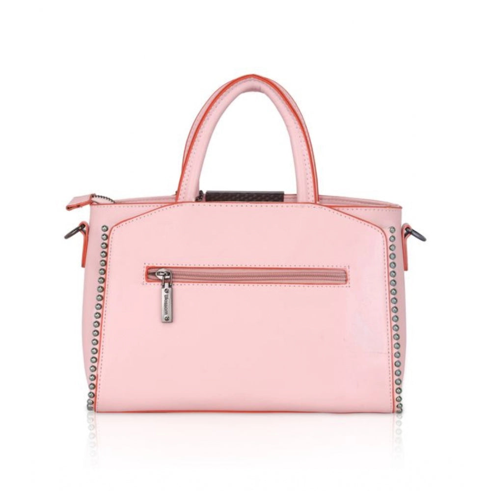 Women's Faux Leather Metal Beads Handbag (Pink) - GillKart