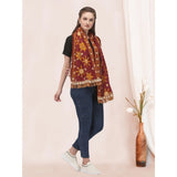 Women's Cotton Embroidered Muffler (Maroon, Length: 0.5 to 1 Mtr) - GillKart