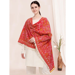 Women's Cotton Embroidered Dupatta (Red, Length: 0.5 to 1 Mtr) - GillKart