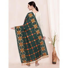 Women's Cotton Embroidered Dupatta (Green, Length: 0.5 to 1 Mtr) - GillKart