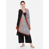 Women's Cotton Embroidered Dupatta (Gray, Length: 0.5 to 1 Mtr) - GillKart