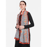 Women's Cotton Embroidered Dupatta (Gray, Length: 0.5 to 1 Mtr) - GillKart