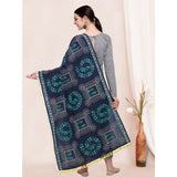 Women's Cotton Embroidered Dupatta (Navyblue, Length: 0.5 to 1 Mtr) - GillKart