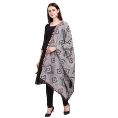 Women's Cotton Embroidered Dupatta (Gray, Length: 0.5 to 1 Mtr) - GillKart