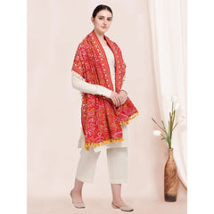 Women's Cotton Embroidered Dupatta (Red, Length: 0.5 to 1 Mtr) - GillKart