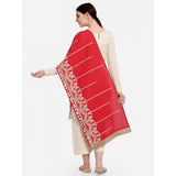 Women's Cotton Embroidered Dupatta (Red, Length: 1.5 to 2 Mtr) - GillKart