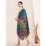 Women's Cotton Embroidered Dupatta (Turquoise, Length: 0.5 to 1 Mtr) - GillKart