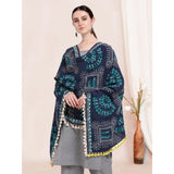 Women's Cotton Embroidered Dupatta (Navyblue, Length: 0.5 to 1 Mtr) - GillKart