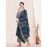 Women's Cotton Embroidered Dupatta (Navyblue, Length: 0.5 to 1 Mtr) - GillKart