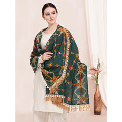 Women's Cotton Embroidered Dupatta (Green, Length: 0.5 to 1 Mtr) - GillKart