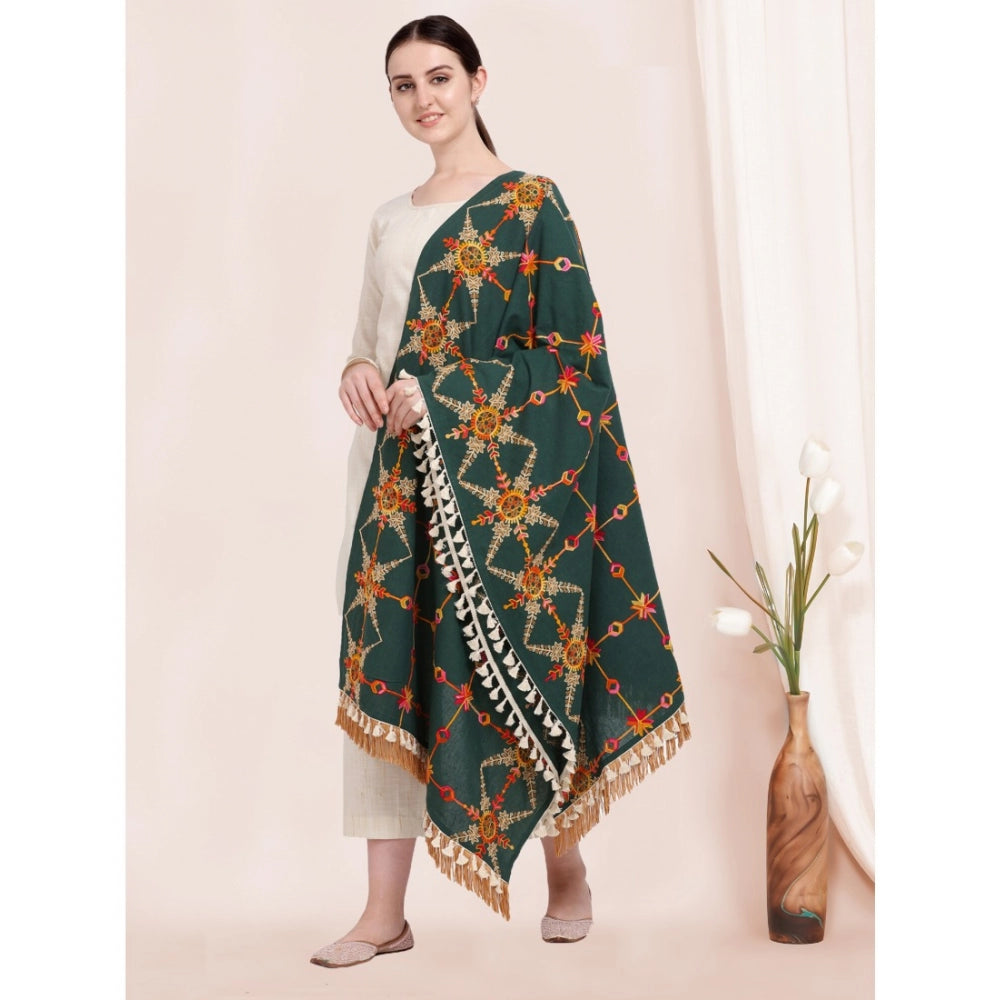 Women's Cotton Embroidered Dupatta (Green, Length: 0.5 to 1 Mtr) - GillKart