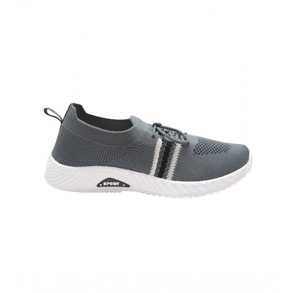 Boy's Synthetic Solid Sports shoes (Grey) - GillKart