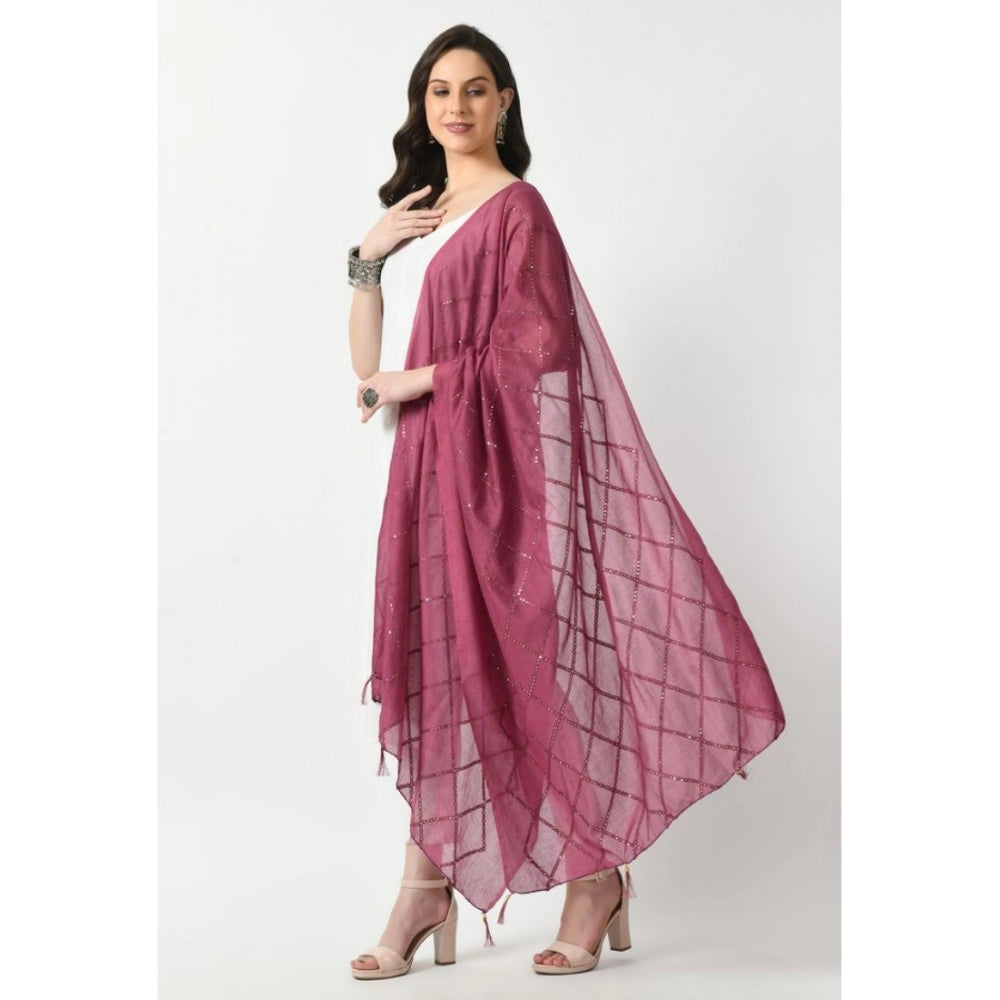 Women's Chanderi Self design Dupatta (Levender, Length: Free Size) - GillKart