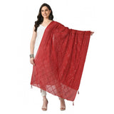 Women's Chanderi Self design Dupatta (Maroon, Length: Free Size) - GillKart