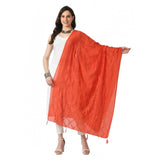 Women's Chanderi Self design Dupatta (Orange, Length: Free Size) - GillKart