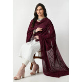 Women's Chanderi Self design Dupatta (Wine, Length: Free Size) - GillKart